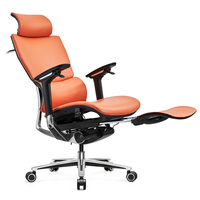 Fournisseur d'usine Foshan chaise de bureau en cuir véritable à dossier haut chaise d'ordinateur de direction ergonomique orange pour la maison