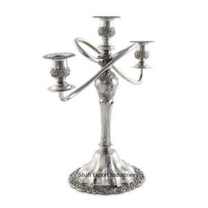 Design fantaisie métal 3 bras candélabres couleur argent mariage et noël décor de table centres de table candélabres de sol - Product Image 2