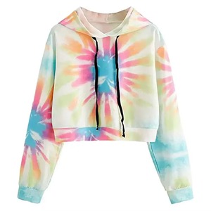 Sudadera con Capucha Rosa Fuerte para Mujer, Manga Larga, Felpa de Algodón, Hombros Caídos, Ribetes Acanalados de Alta Calidad, Sudadera Tie Dye para Mujer - Product Image 1