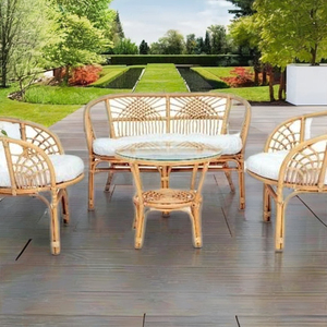 Bahama # Juego de Muebles Modulares de Ratán de 23 Piezas, Sillón, Sofá, Mesa de Centro de Vidrio, Cómodo y Elegante para Sala de Estar, Oficina en Casa, Dormitorio - Product Image 4