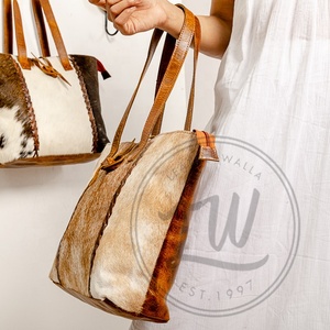 Nuevo estilo occidental, bolso de mano de cuero de piel oculta, bolso de compras multicolor para mujer, bolso de hombro de cuero de piel de vaca - Product Image 3