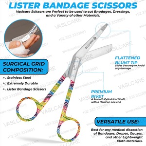 กรรไกรตัดผ้าพันแผลที่มีลายม้าลายสีรุ้งจับ vaslcare <span class=keywords><strong>BANDAGE</strong></span> พร้อมปลายทื่อสำหรับพยาบาลแฟชั่นกรรไกร