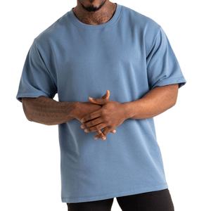 Camiseta OEM personalizada para culturismo, lisa, de talla grande, elástica, de poliéster, para gimnasio, ropa deportiva, con hombros caídos - Product Image 3