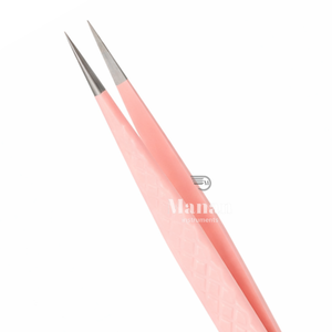 MANAN INSTRUMENTS Pinzas Profesionales Duraderas de Alta Calidad para Extensión de Pestañas, Color Rosa, Rectas, de Precisión, para Aislamiento de Pestañas, de Acero Inoxidable - Product Image 2