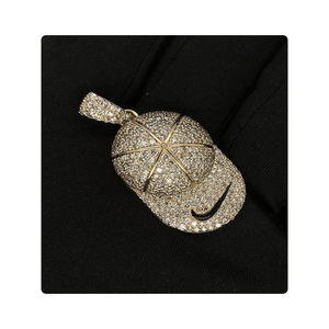Iced Out Black Enamel <b>Hat</b> Pendant 14KT Gold VVS Lab Grown Diamonds 4-5CT Hip Hop Pendant Jewelry - Product Image 3