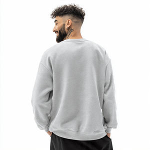 Drop Shoulder Winter Men's Sweatshirts 400 GSM Oversized Crew Neck Embroidered Fleece Pullover - Product Image 6