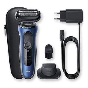 Afeitadora Eléctrica Recargable de Doble Lámina, Recortadora de Barba de Acero Inoxidable para Cara y Cuerpo, Lavable, con Repuestos, Edición Azul para Hombre - Product Image 5