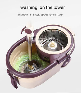 Ensemble de seaux Casalina Turbo avec tête de vadrouille rotative en acier inoxydable, nettoyage à 360 degrés, seau en plastique portable avec roues - Product Image 4