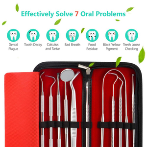 Kit de higiene Dental Manual de acero inoxidable plateado, paquete de 10 más vendidos, raspador de dientes y lengua, escalador Dental de sarro reutilizable - Product Image 6