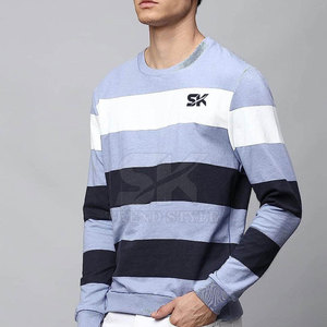 เสื้อสเวตเชิ้ตผ้าเรียบสีตัดต่อแฟชั่นสำหรับผู้ชาย สไตล์สตรีทแวร์ - Product Image 2