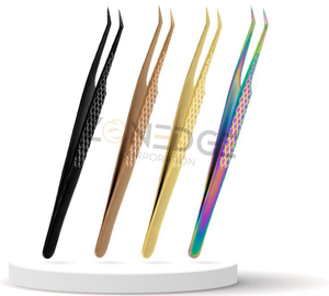 Vente en gros, emballage avec logo personnalisé, pince à épiler à pointe en fibre, pince à épiler d'extension de cils en acier inoxydable de haute qualité - Product Image 1