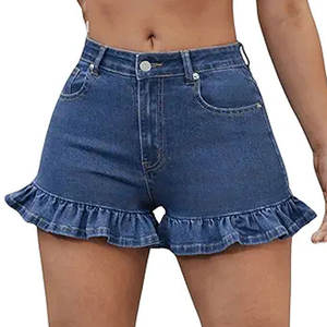 กางเกงขาสั้นผ้ายีนส์ขาตรงแบบหลวมๆของผู้หญิงทันสมัยมีกระเป๋าสวมใส่สบายเอวสูงฤดูร้อน - Product Image 1