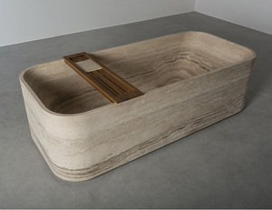 Vasca da Bagno in Travertino Personalizzabile Stile Minimalista Premium PerfectStone per Ville e Appartamenti di Lusso - Product Image 2