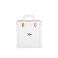 Boîte à bijoux en microfibre blanche de luxe Mantolin avec doublure en velours rouge, fermeture à clé, cadeau élégant pour la Saint-Valentin