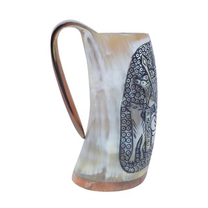 Authentic Eco-Friendly Viking Horn <b>Mug</b> Handmade Buffalo Horn Food Grade Medieval Style Religious Feng Shui Animal Beer <b>Mug</b> - Product Image 1
