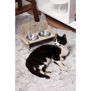 Comedero y Bebedero Cuadrado de Madera Personalizado con Nombre para Perros y Gatos, con Dispensador de Agua de Metal y Alfombrilla para Mascotas - Product Image 6