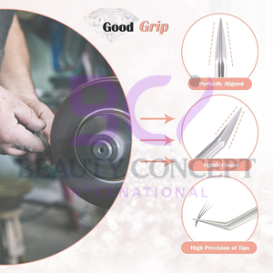 Rose Gold Eyelash Extension Tweezers Set 5 Pcs for Personal Care Use Slanted Pointed Grafted Tweezers - Product Image 4