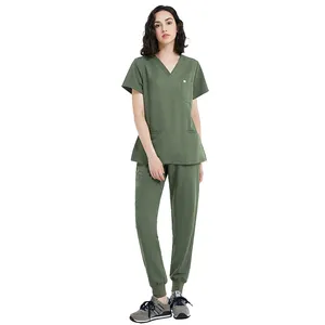 Yüksek kaliteli Rayon Spandex Polyester toptan hastane bayan scnursing Set hemşirelik scnursing üniforma setleri hemşire hastane üniformaları