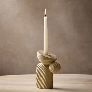 Bougeoirs coniques en bois abstraits magnifiquement fabriqués par KHOOSI OVERSEAS d'Inde - Product Image 1