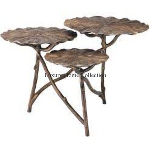 Mesa de centro superior con forma de flor de diseñador Floral 3 en 1, acabado antiguo de latón superior, mesa central con aspecto de diseñador para el hogar y el Hotel - Product Image 2