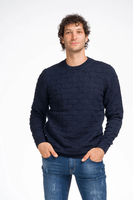 Pull-over sportif d'hiver pour homme Murales, col rond, respirant, en laine/acrylique, motif hexagonal, maille gaufrée, liens en relief