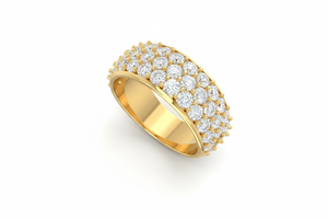 แหวนวงประกายสามแถวทอง 14K และเพชรธรรมชาติสำหรับผู้หญิง - Product Image 4