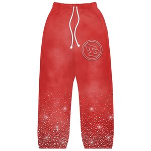 Pantalones de chándal de algodón pesado, pantalones de chándal de felpa francesa, pantalones de chándal de pierna recta lavados Vintage personalizados para hombre con diamantes de imitación - Product Image 3