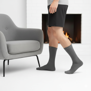 Calcetines de invierno de corte alto de talla grande para hombre, transpirables, de algodón de silicona, informales, invisibles, lisos, diseño absorbente de sudor, antibacteriano - Product Image 2