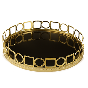 Plateau décoratif en métal argenté avec cercle et plateau de service rond carré pour la décoration intérieure Plateau de service de luxe pour table à manger - Product Image 6