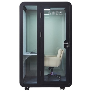 Cabine de bureau insonorisée Solo, mobile sur roulettes avec bureau et éclairage LED + LIVRAISON GRATUITE - Product Image 1