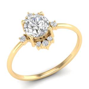 Anillo de Compromiso Solitario de Moissanita de Corte Redondo de 0.96 Quilates en Oro Sólido de 14K Personalizado REYES para Mujer, Joyería Fina con Certificado GRA - Product Image 1