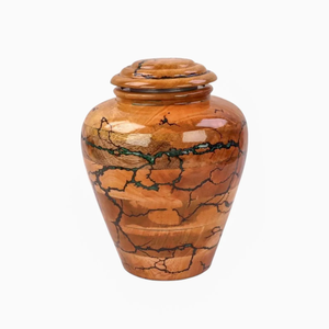 Urna de cremación de madera de mango personalizada, caja de recuerdo conmemorativa de arte Fractal hecha a mano, urna de cremación decorativa para cenizas - Product Image 1
