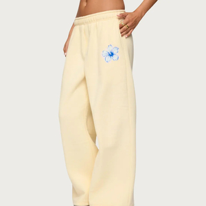 Pantalons de survêtement décontractés pour femmes, hiver, taille mi-haute, devant plat, 100% coton, respirant, polaire, écologique - Product Image 3