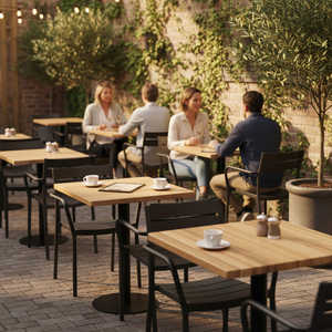 Tavolo per Interni ed Esterni di Grado Commerciale con Piano in Composito Effetto Pietra, Aspetto Legno Naturale, Resistente per Uso Generale - Product Image 4