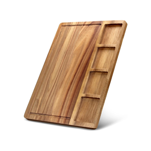 Tabla de cortar de madera de acacia con recipientes para embutidos fríos, ideales para fiestas y postres, procedentes de Vietnam. - Product Image 1