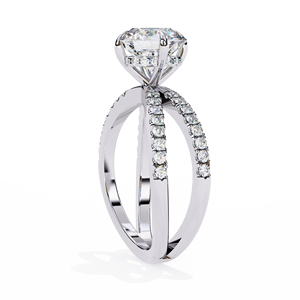 Bague de fiançailles et de mariage en or avec diamant de laboratoire certifié IGI de 2,00 carats, design pavé à tige fendue, bijoux de mariée - Product Image 4