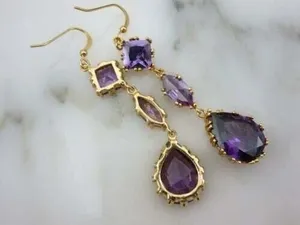 925 <b>Silver</b> 3Ct Pear Moissanite Amethyst Women's Drop <b>Dangle</b> <b>Earrings</b> - Product Image 4