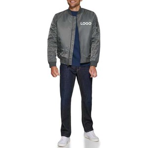 Veste décontractée à col montant avec fermeture éclair, antibactérienne, logo frontal pour hommes et femmes, coupe ample, vêtements de travail en plein air, vestes bomber d'automne - Product Image 4