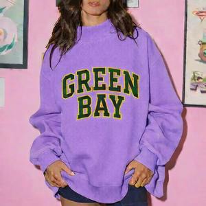 Top Informal de Invierno para Mujer, Moderno, Holgado, con Cuello Alto Simulado, Estampado, Ajuste Relajado, Estilo Urbano, Largo, Suave y Cómodo para el Día a Día - Product Image 1