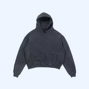 Streetwear Vintage Acid Wash Sweat à capuche personnalisé surdimensionné uni poids lourd coton français éponge pull blanc recadrée à capuche hommes - Product Image 2