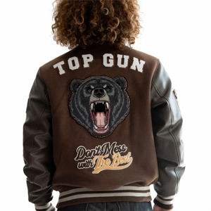 Chaqueta con letras bordadas para hombre de alta calidad, chaqueta universitaria duradera con parches y logotipos personalizados - Product Image 3