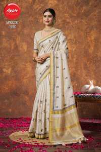 Sari de lino puro de primera calidad para mujer, Lino suave con diseño de textura rica, uso diario, ropa de oficina, Sari cómodo festivo - Product Image 3