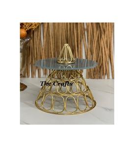 Latest Design Cake Stand Gold Color <b>Iron</b> And Acrylic Cake Stand Finest Quality Tabletop Cake Server Stand - Product Image 1