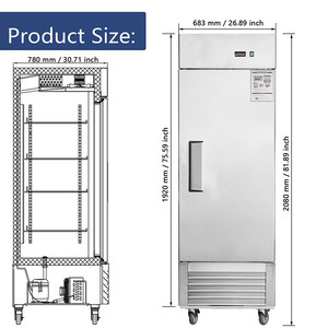 Équipement de réfrigération pour cuisine commerciale, armoire congélateur à porte simple - Product Image 3