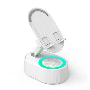 ลำโพงไร้สายแบบเหนี่ยวนำ NFC พร้อมแท่นวางโทรศัพท์ พาวเวอร์แบงค์ 3 in 1 ระบบตรวจจับอัตโนมัติ ไฟ RGB ที่วางบนโต๊ะสำหรับแท็บเล็ตและมือถือ - Product Image 1