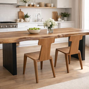 Chaise de salle à manger moderne en bois de monkey pod ou de suar massif, dossier en forme de T, construction solide, design élégant, pour la maison, l'hôtel, le restaurant, le café - Product Image 2