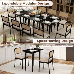 Table à manger extensible neuve de 45 pouces, en marbre noir, convertible de demi-cercle à ovale, pour 4 à 6 personnes, pour salle à manger de villa - Product Image 2