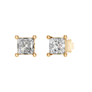 ต่างหูเพชรเม็ดเดี่ยวทรงสี่ง่ามหรูหราสีทองแบบเจ้าหญิงเจียระไน14K สำหรับผู้หญิงได้รับการรับรองสำหรับปาร์ตี้ - Product Image 2