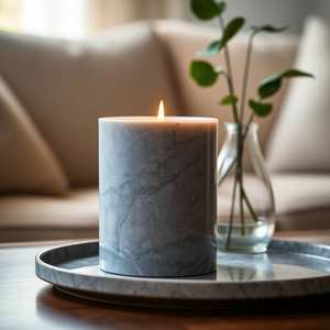 Bougeoir en pierre décorative de pot de bougie de marbre poli rond pour la décoration à la maison - Product Image 4