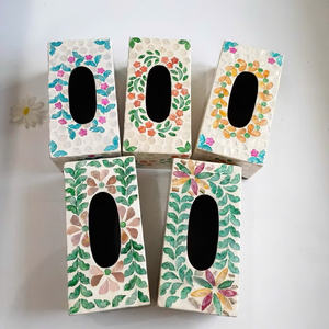 Boîte à mouchoirs en nacre de haute qualité, adaptée à la décoration de table, boîte en nacre avec forme florale pour le rangement du papier - Product Image 5